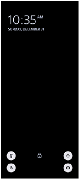 The lock screen with shortcut icons
