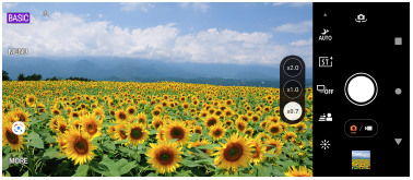 Image of the Photo Pro standby screen in the BASIC (Basic) mode in the landscape orientation